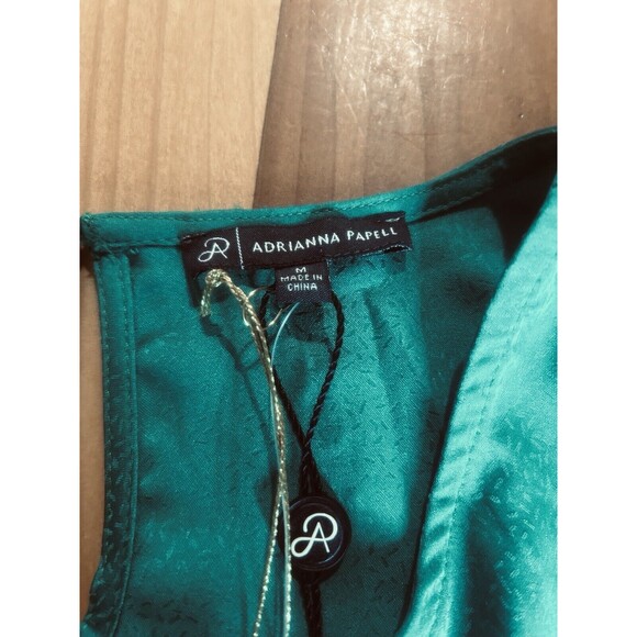 Adrianna Papell Women’s Top Med Shiny & Bright Emerald Long Sleeve Ruffle Cuff - Picture 5 of 14